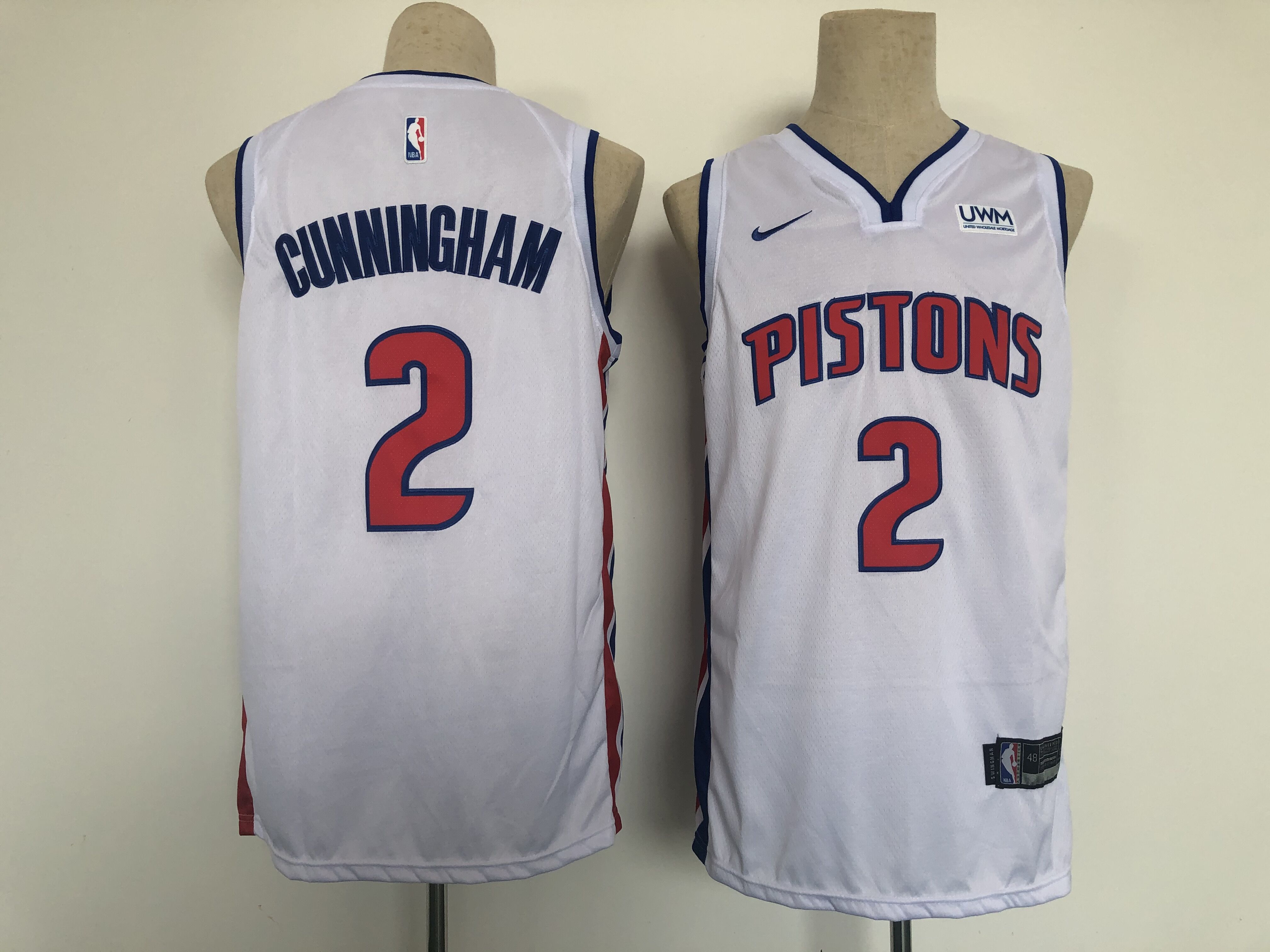 Men Detroit Pistons 2 Cunningham White Game Nike 2021 NBA Jersey